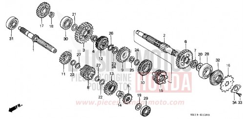 BOITE DE VITESSES XR250RE de 1984